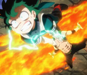 deku saving grand from the flames